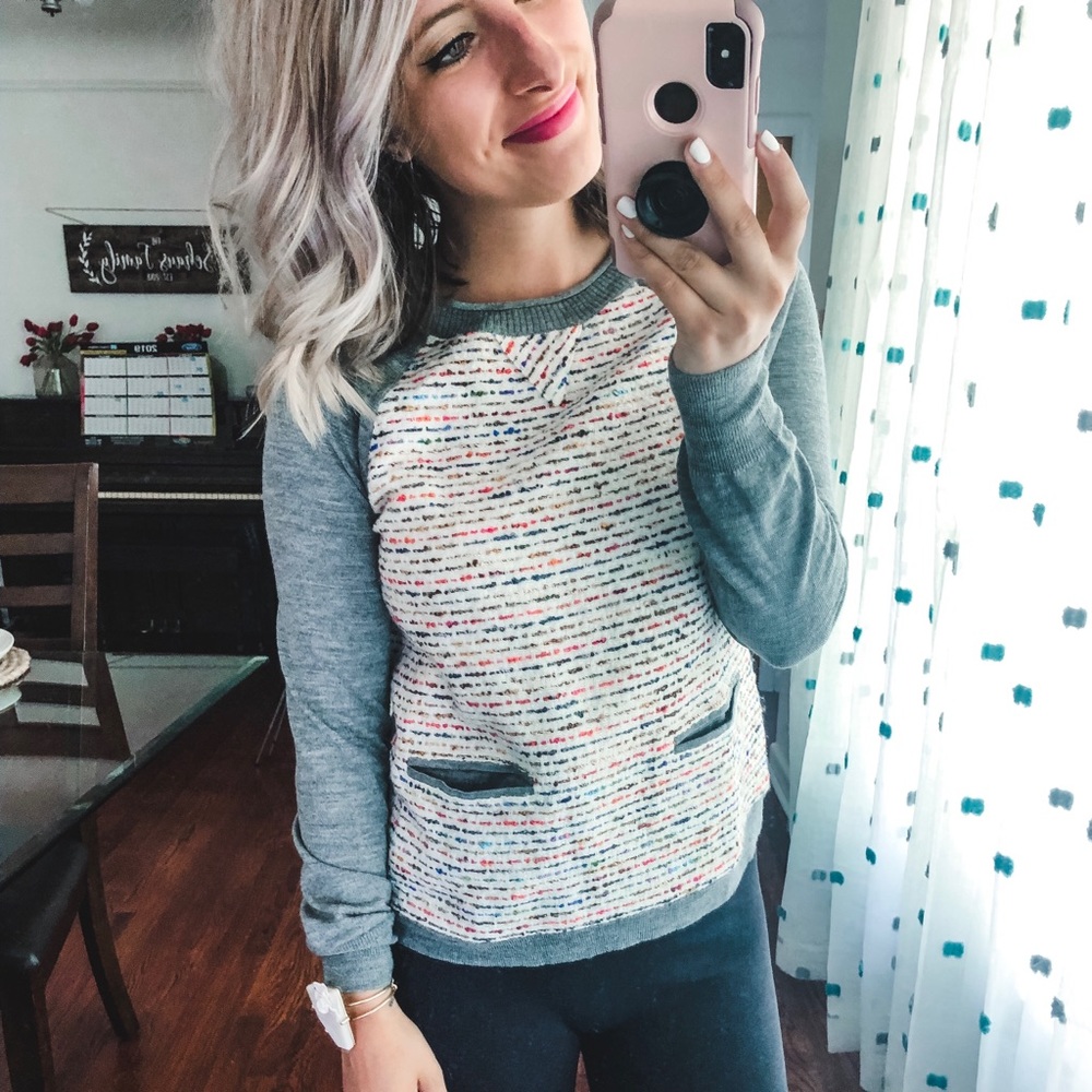 J. Crew Grey Spotted Pocket Sweater XS - Picture 4 of 7